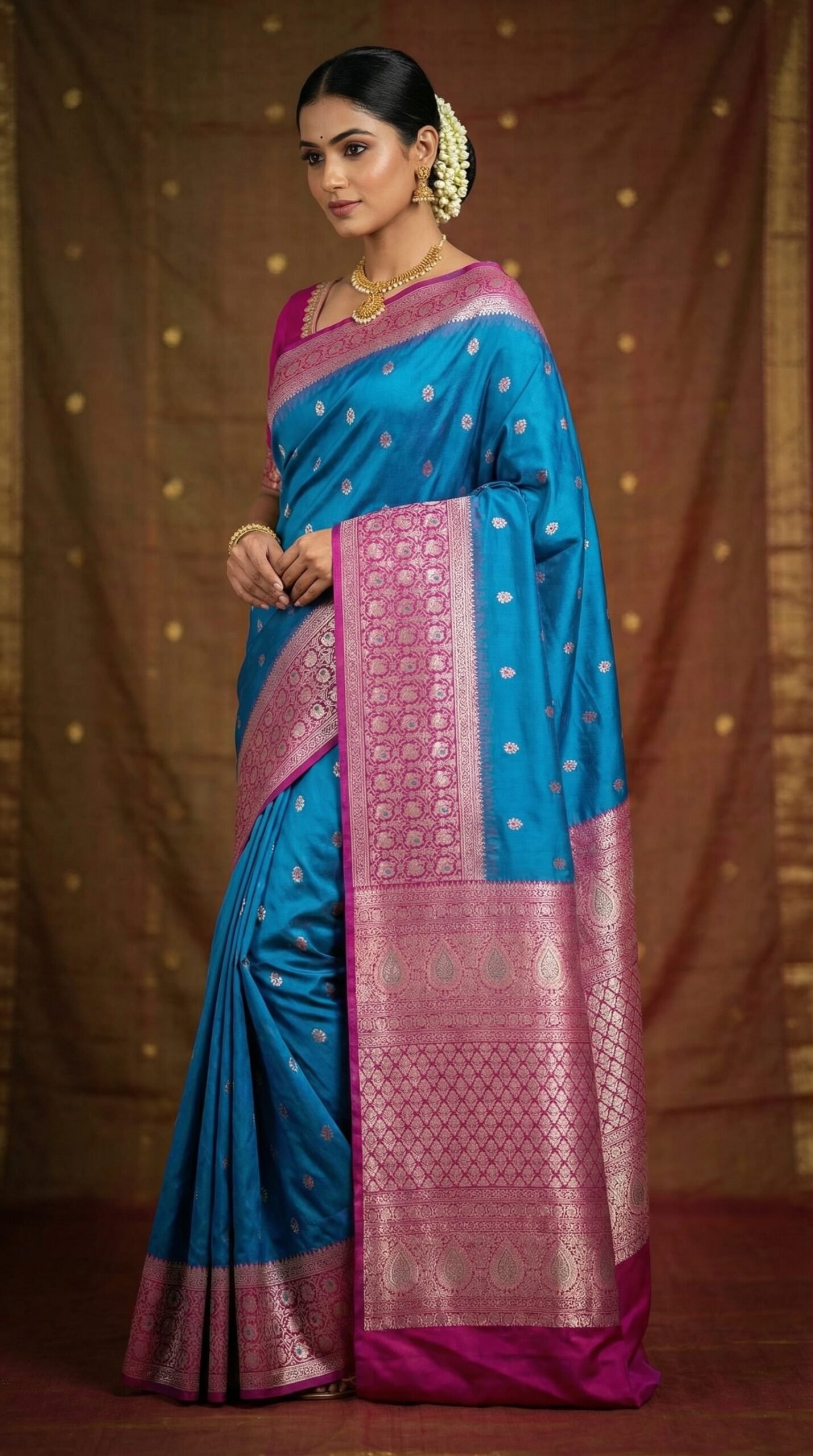 Royal Blue & Purple Classic Silk Cotton Saree