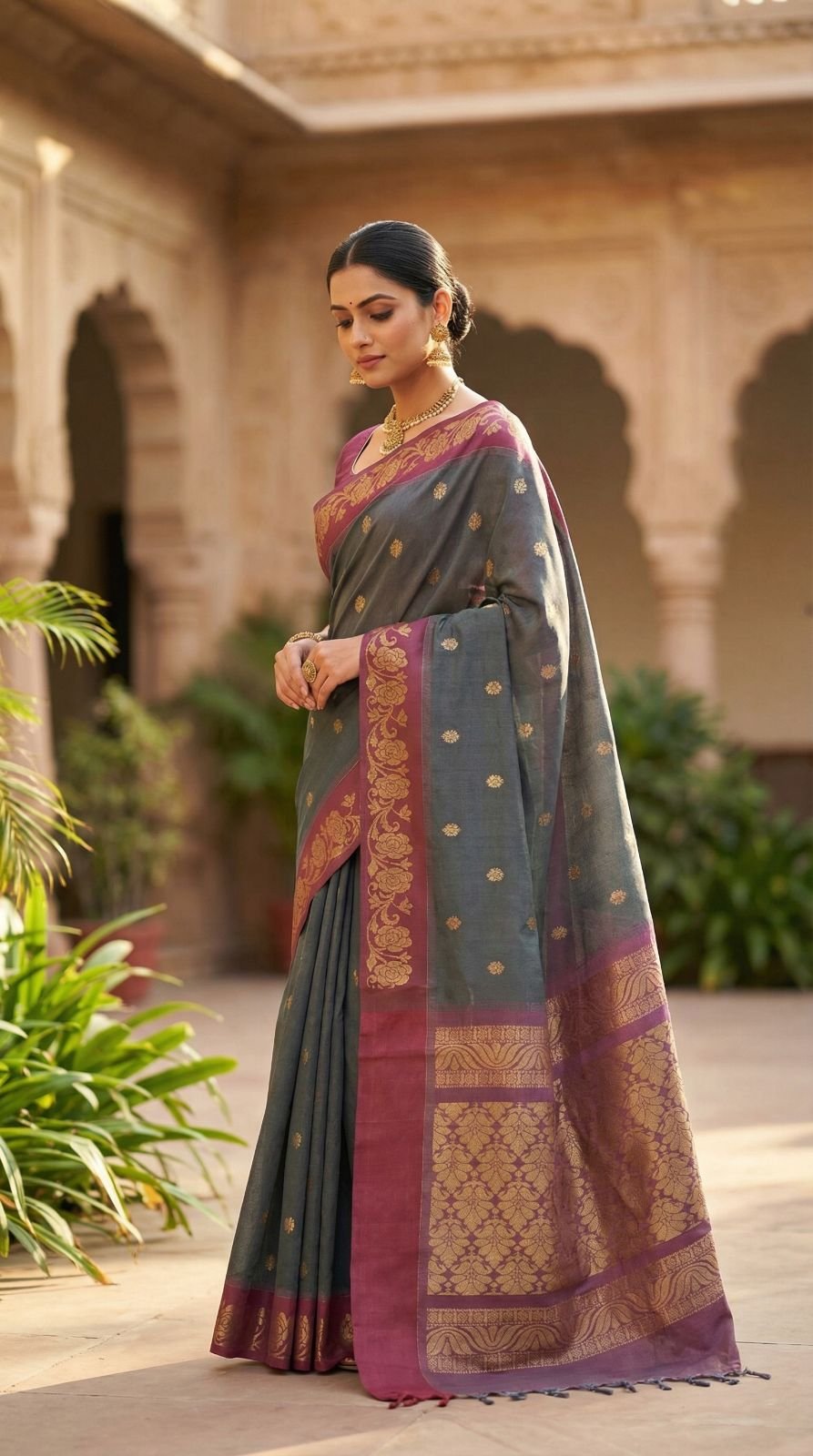 chettinad-handloom-cotton-saree-with-contrast-floral-border-rich-woven-pallu